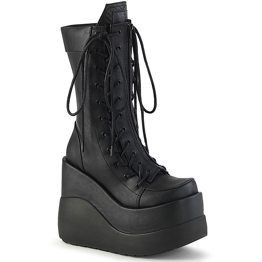 5" Wedge Tiered Pf Outside Lace-Up Mid-Calf Bt, Center Zip Pleaser Demonia VOID/118