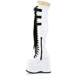 6" Wedge Pf Lace-Up Stretch Thigh Boot, Side Zip Pleaser Demonia WAVE315/W